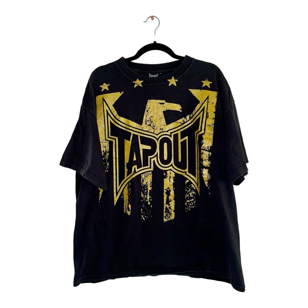Mens TAPOUT BLACK Graphic Short Sleeve MMA Y2K T Shirt Size XL